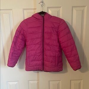 Kids Reversible Fuschia Fleece Lined Synthetic Jacket